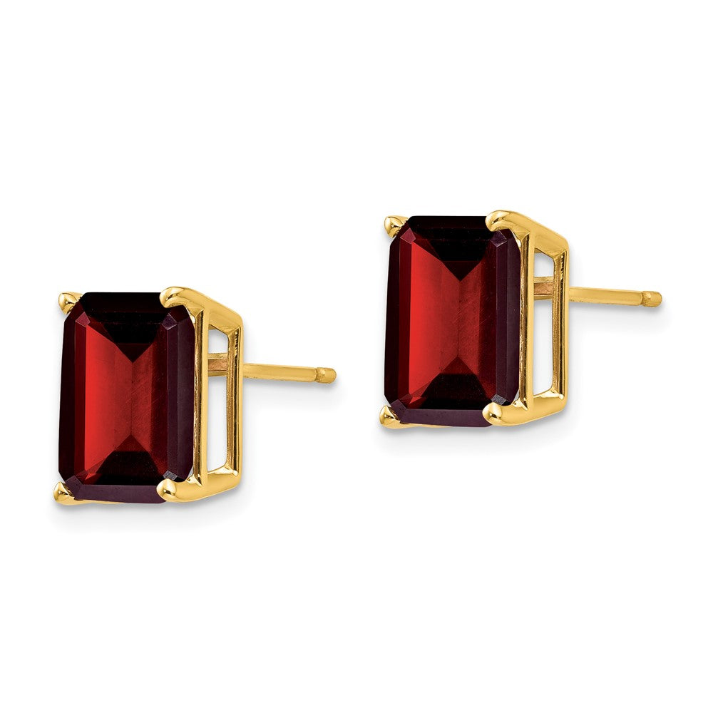 14k 10x Emerald-cut Garnet Post Earrings