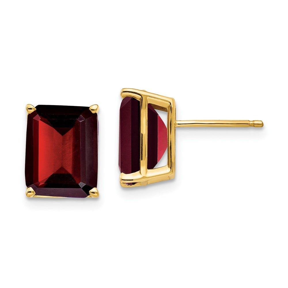 14k 10x Emerald Cut Garnet Earrings