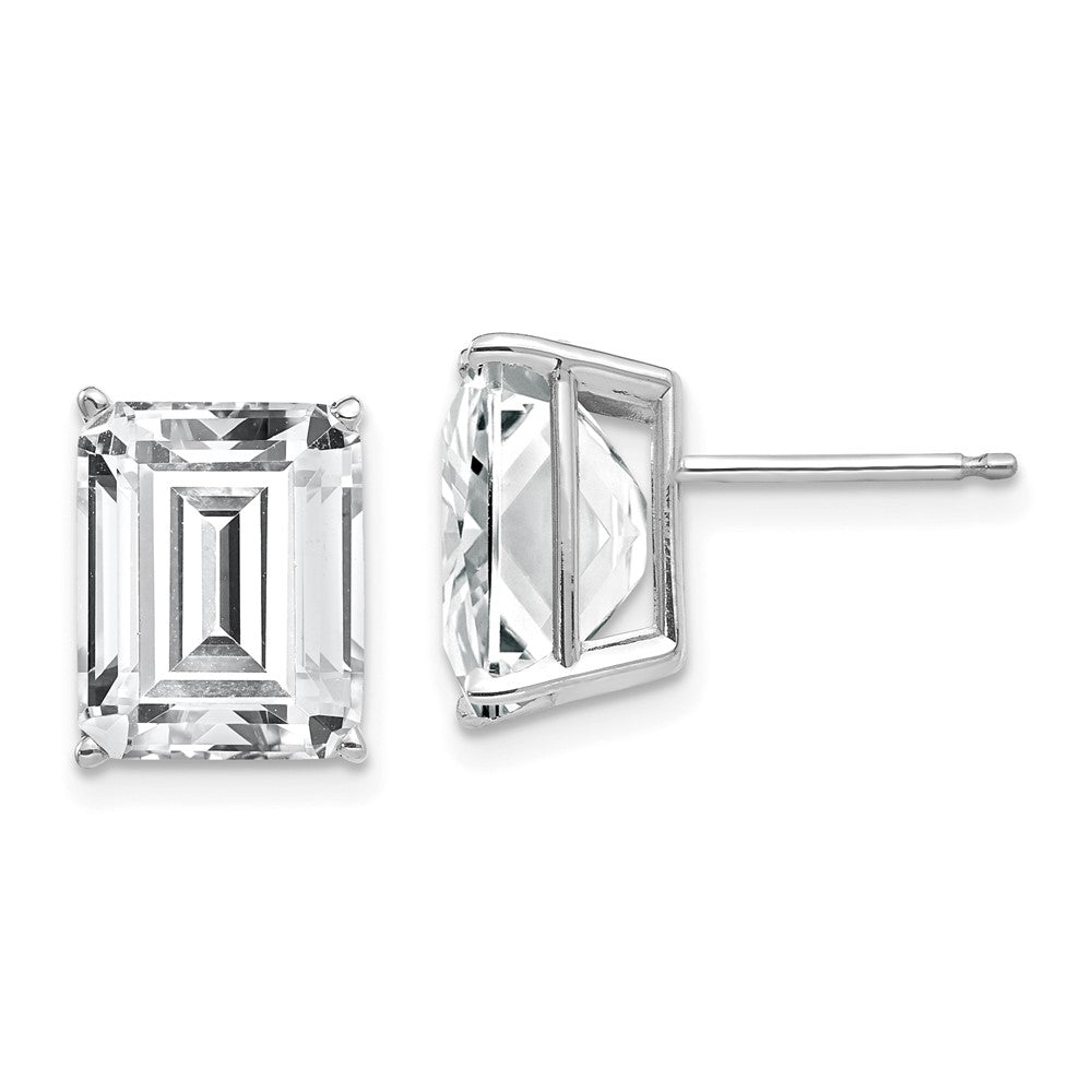 14k White Gold 10x Emerald Cut Cubic Zirconia Earrings