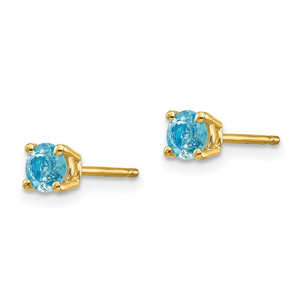14k Round Aquamarine Post Earrings
