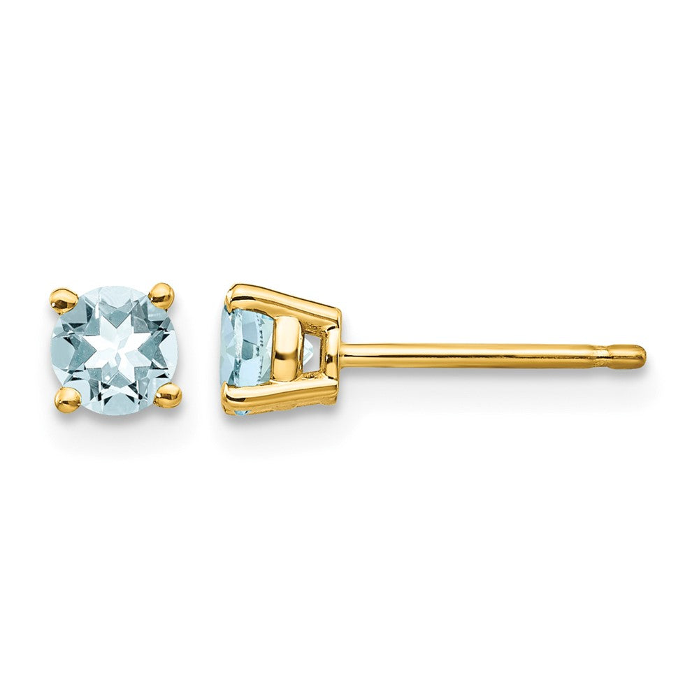 14k Round Aquamarine Post Earrings