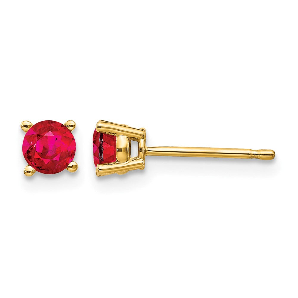 14k Round Ruby Post Earrings