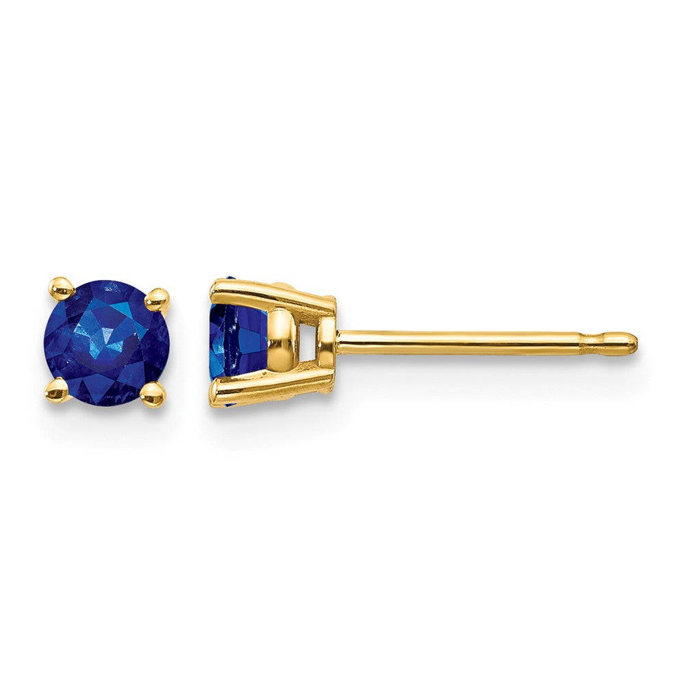 14k Round Sapphire Post Earrings