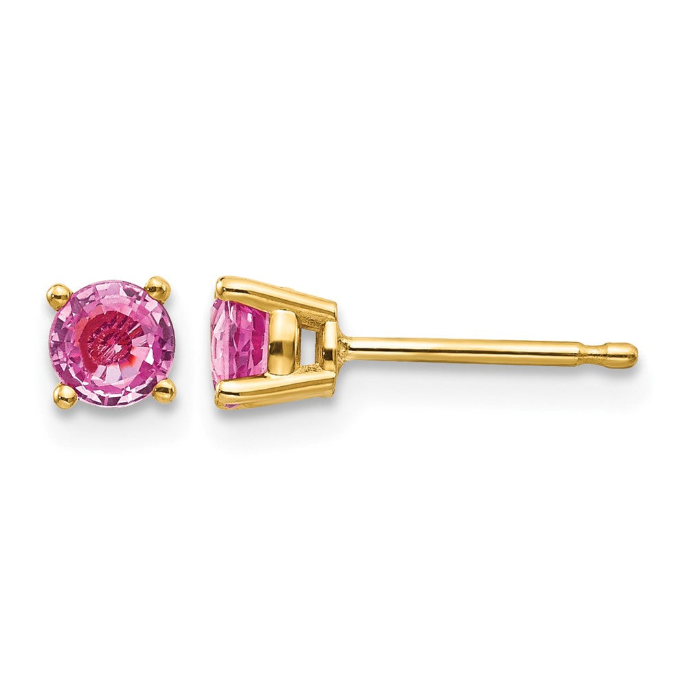 14k Round Pink Sapphire Post Earrings