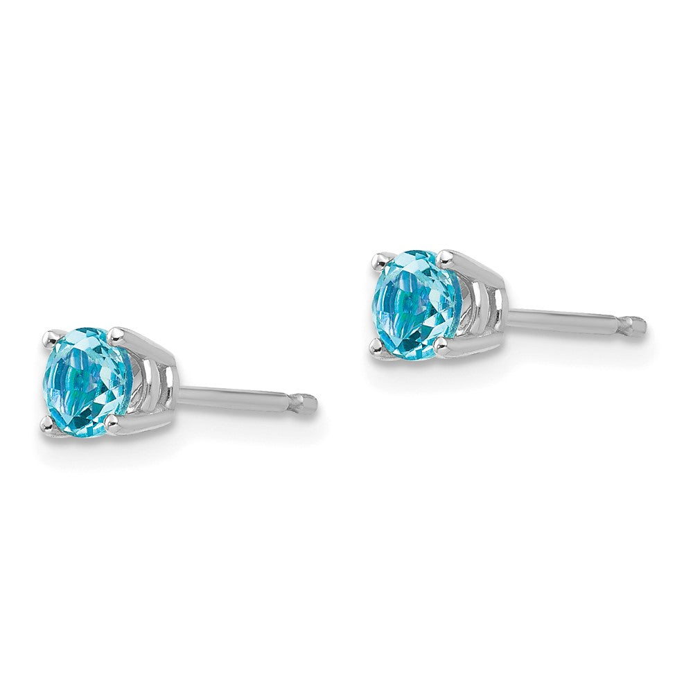 14k White Gold Blue Topaz Earrings