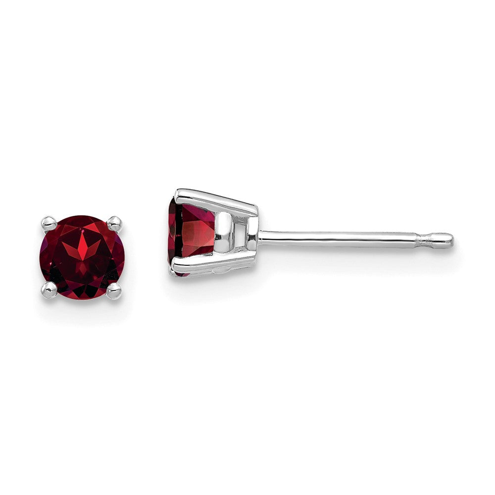 14k White Gold Garnet Earrings