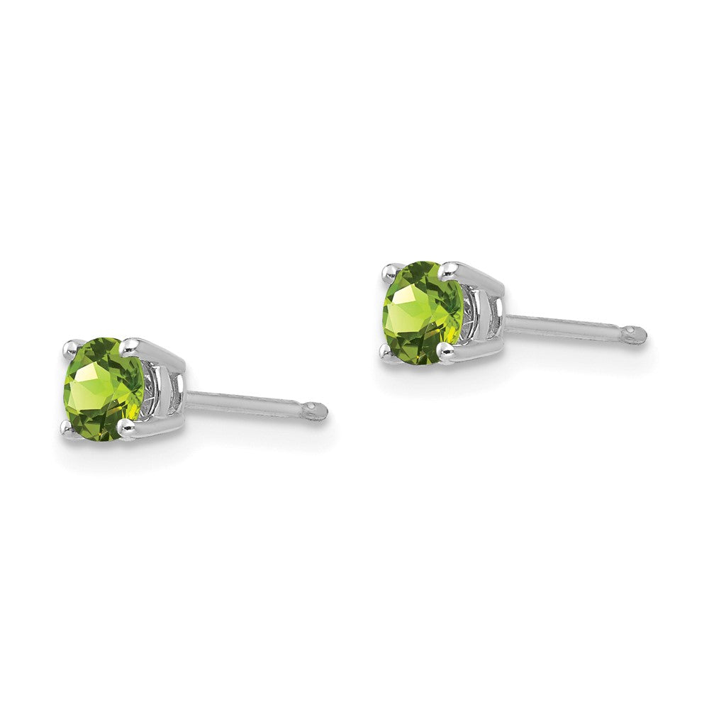 14k White Gold Round Peridot Post Earrings