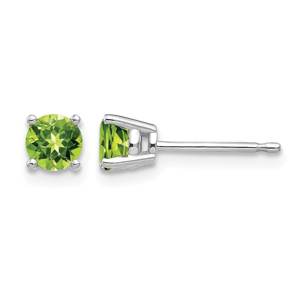 14k White Gold Round Peridot Post Earrings