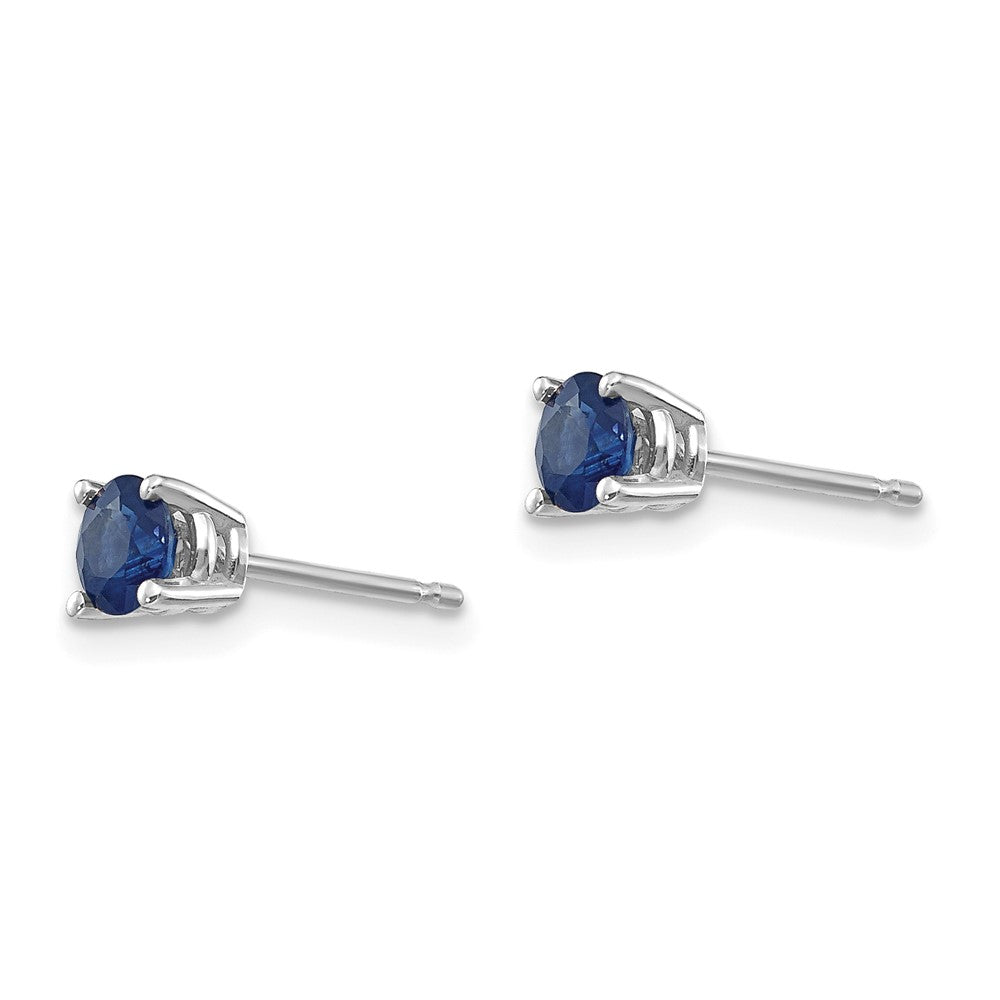 14k White Gold Round Sapphire Post Earrings