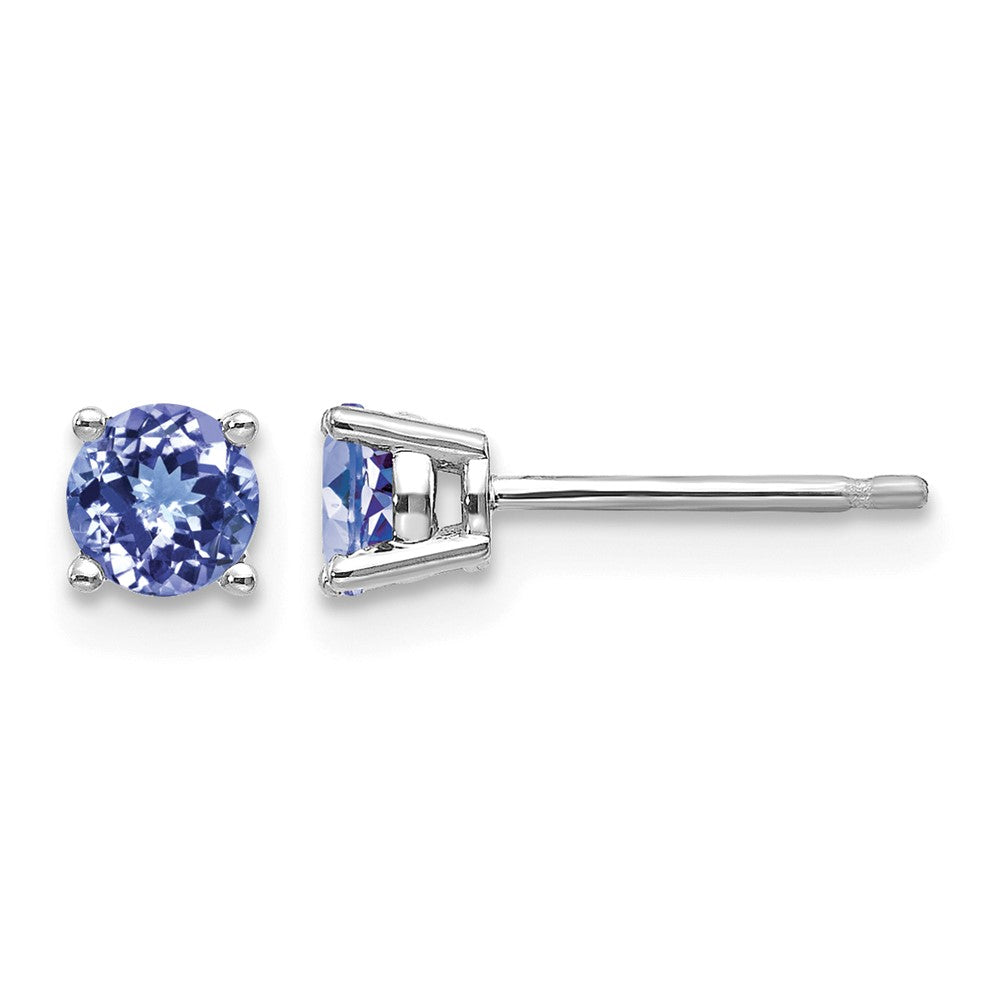 14k White Gold Round Tanzanite Post Earrings