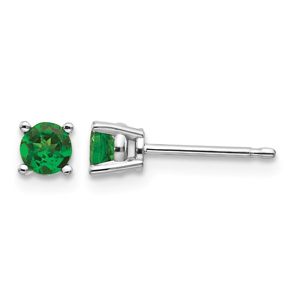 14k White Gold Round Tsavorite Post Earrings