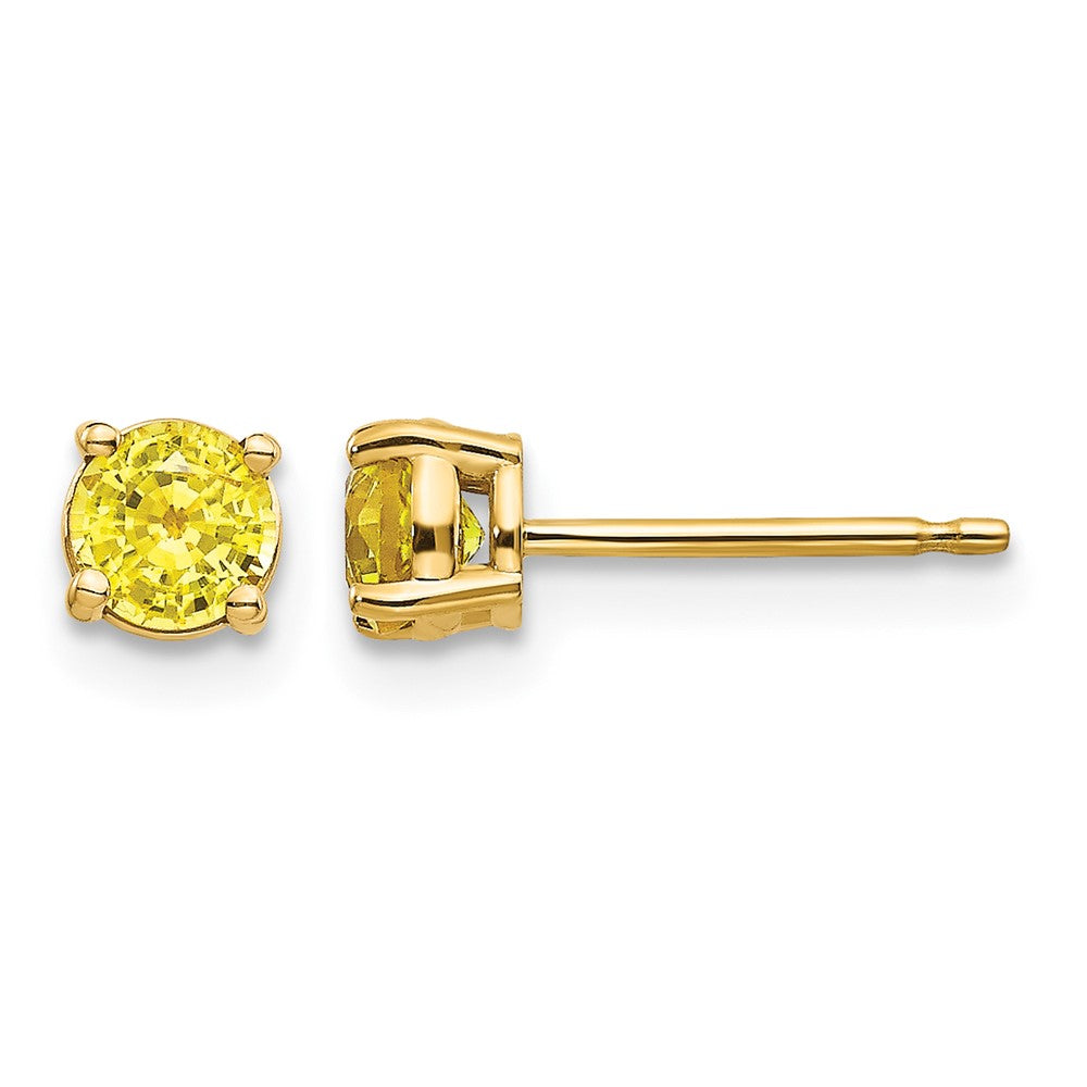 14k Round Yellow Sapphire Post Earrings