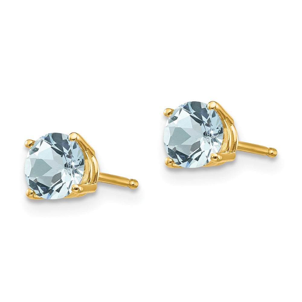 14k Round Aquamarine Post Earrings