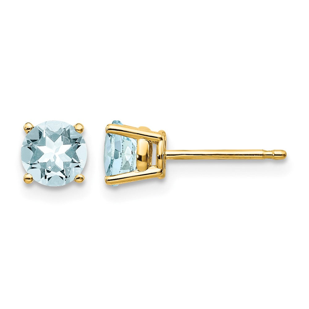 14k Round Aquamarine Post Earrings