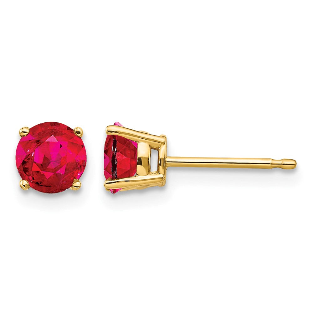14k Round Ruby Post Earrings