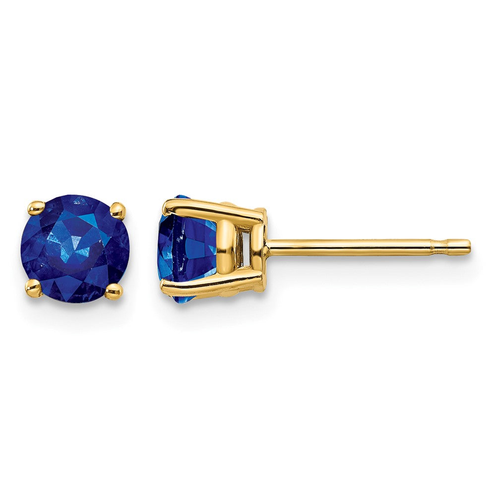 14k Round Sapphire Post Earrings