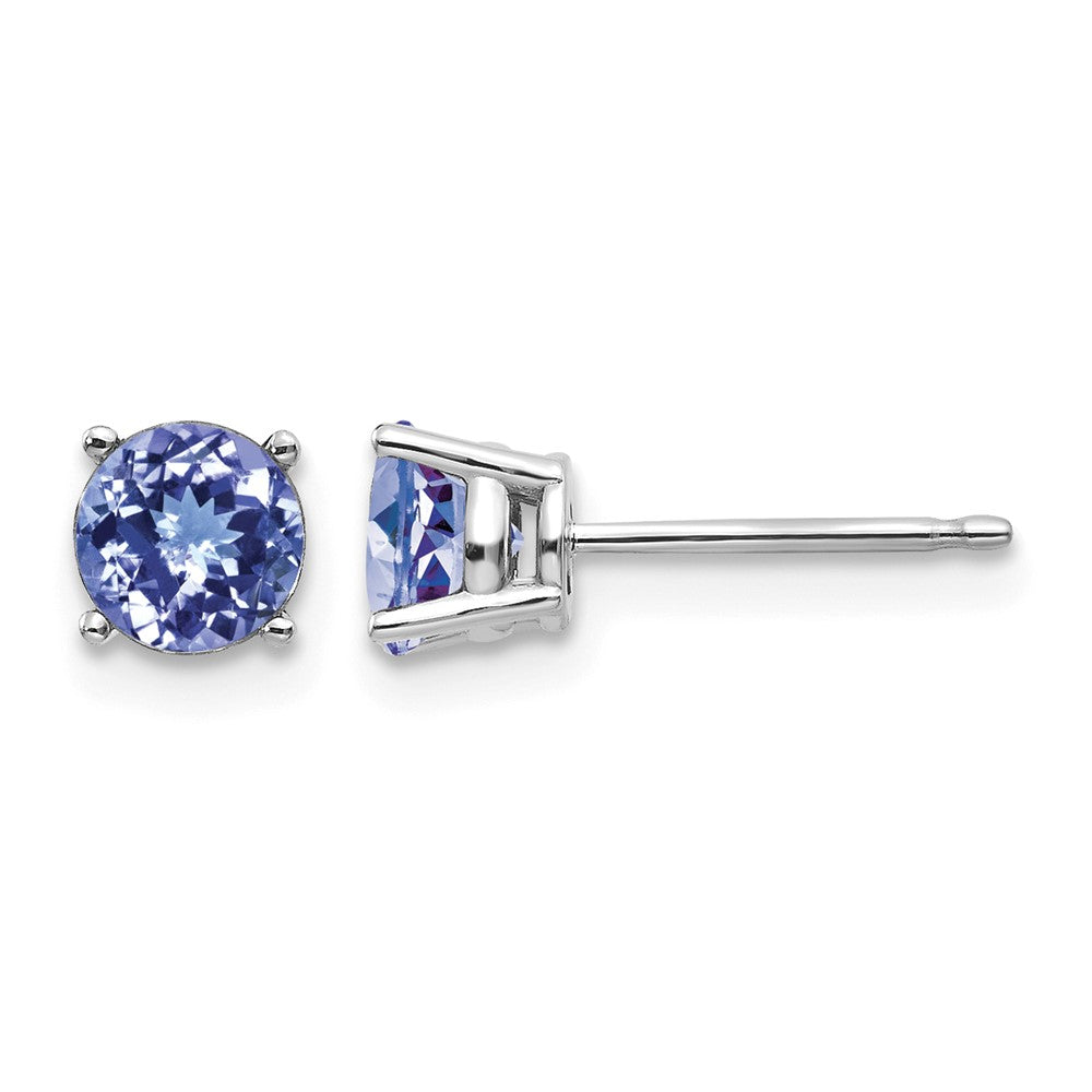 14k White Gold Round Tanzanite Post Earrings