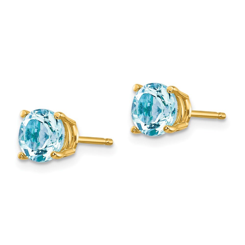 14k Round Aquamarine Post Earrings