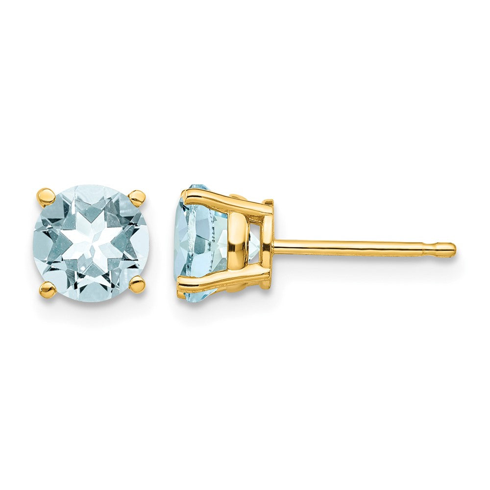 14k Round Aquamarine Post Earrings