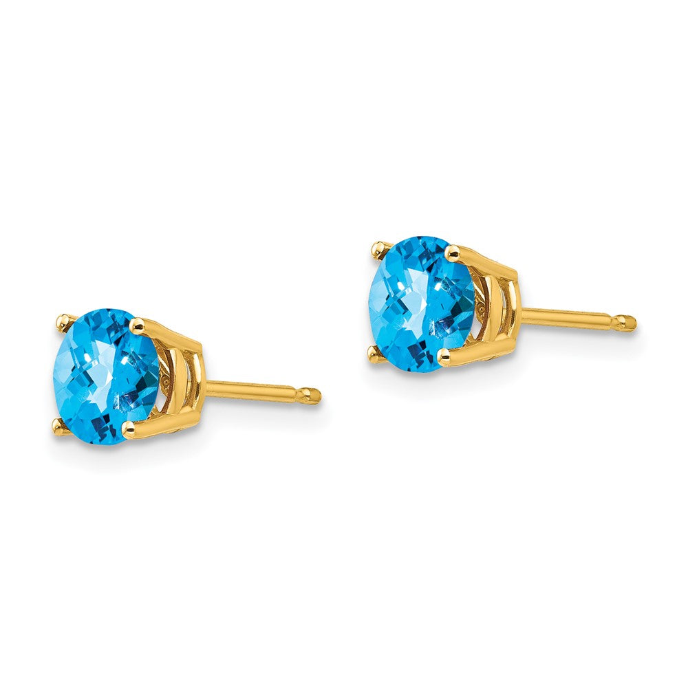 14k Blue Topaz Checker Earrings