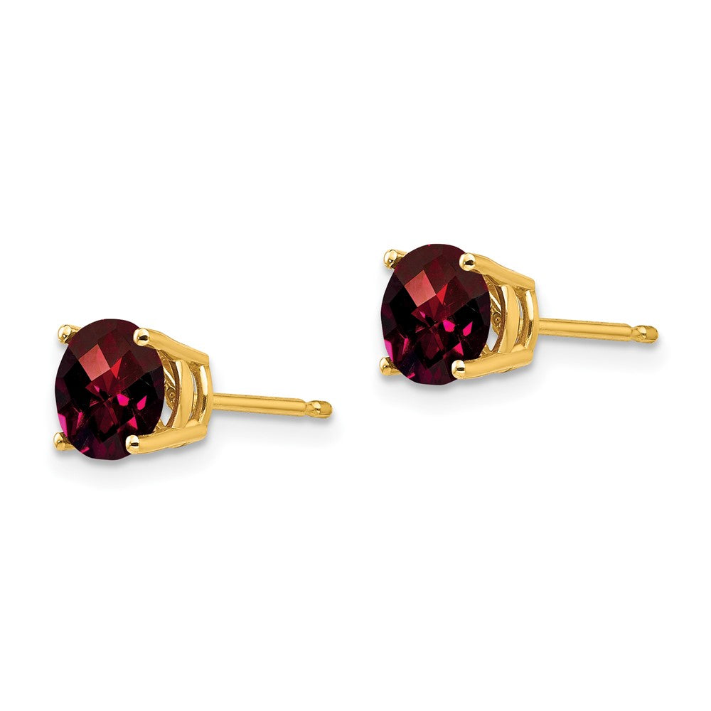 14k Garnet Checker Earrings