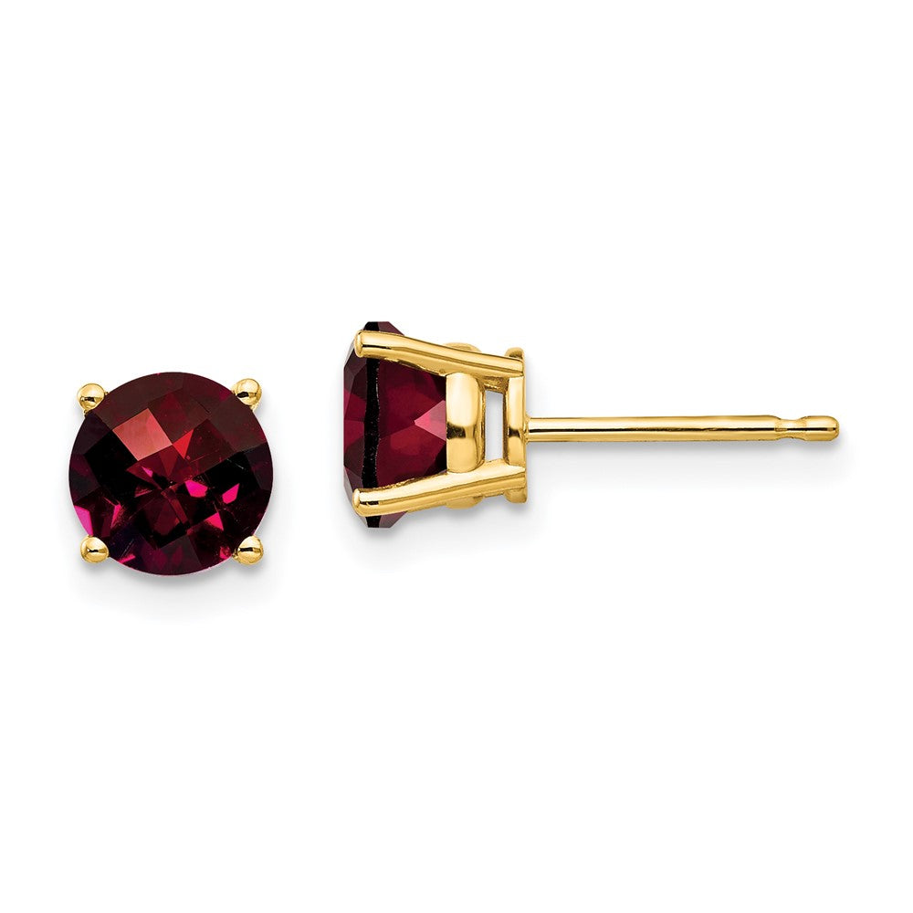 14k Garnet Checker Earrings