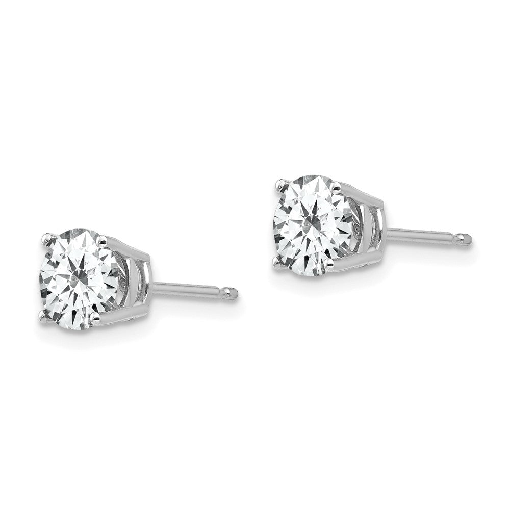14k White Gold Round Cubic Zirconia Post Earrings