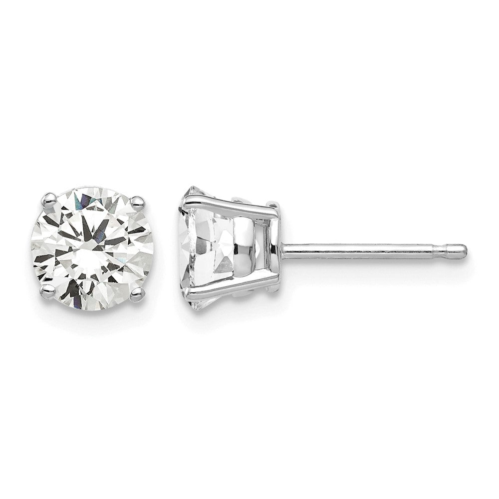 14k White Gold Round Cubic Zirconia Post Earrings