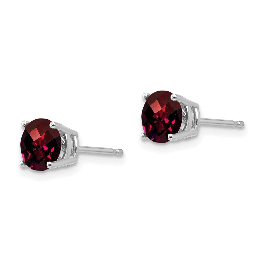 14k White Gold Garnet Checker Earrings