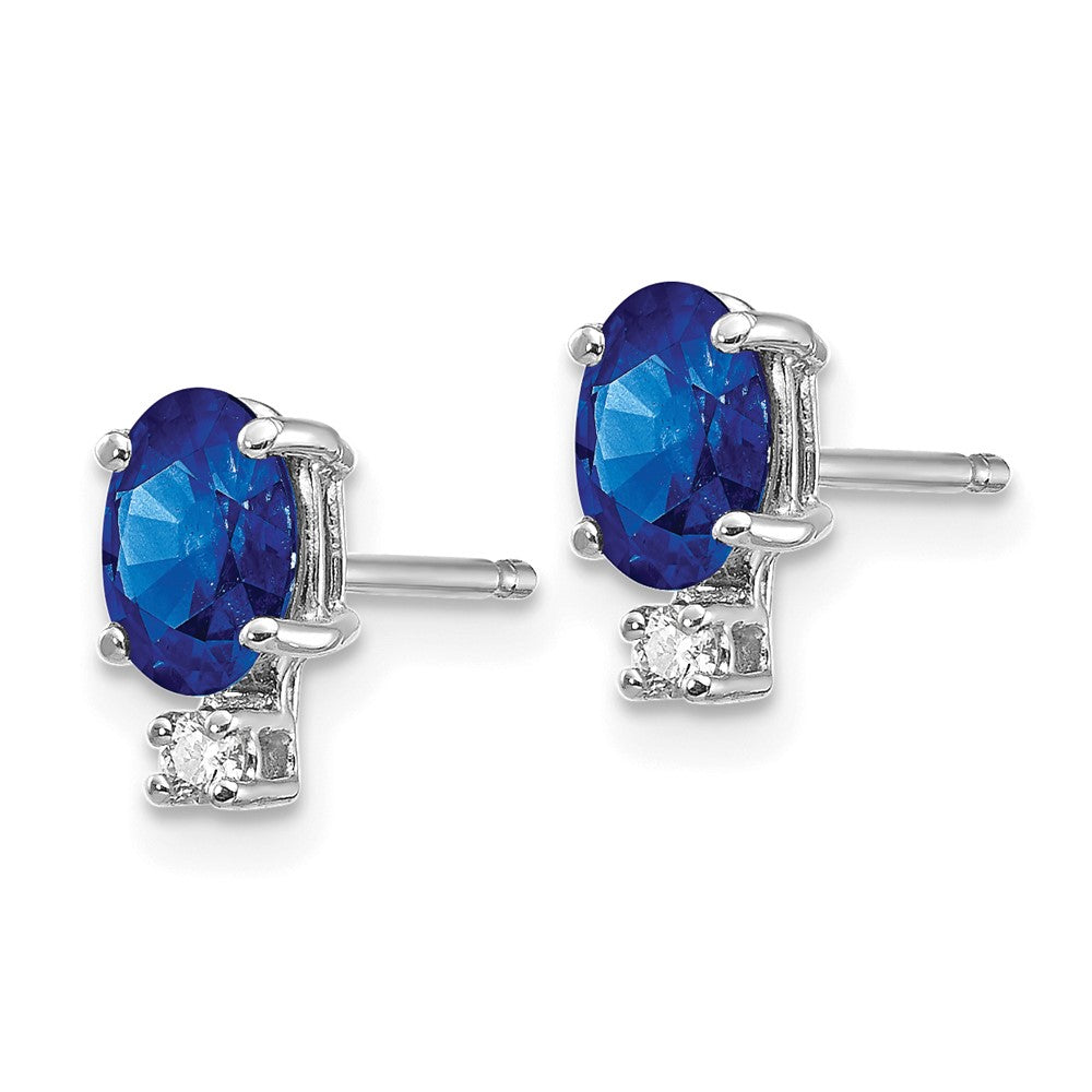 14k White Gold 6x Oval Sapphire VS Diamond Earrings