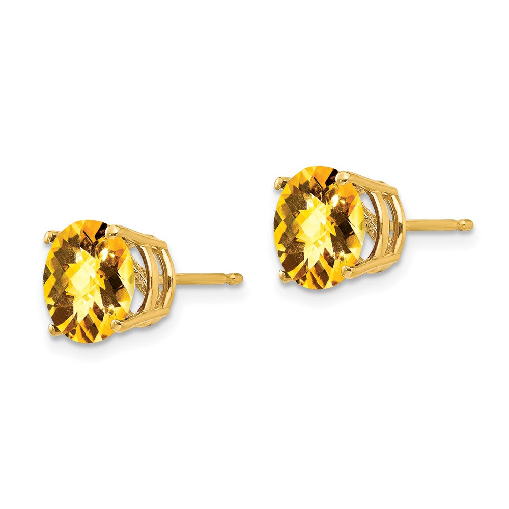 14k Citrine Checker Post Earrings