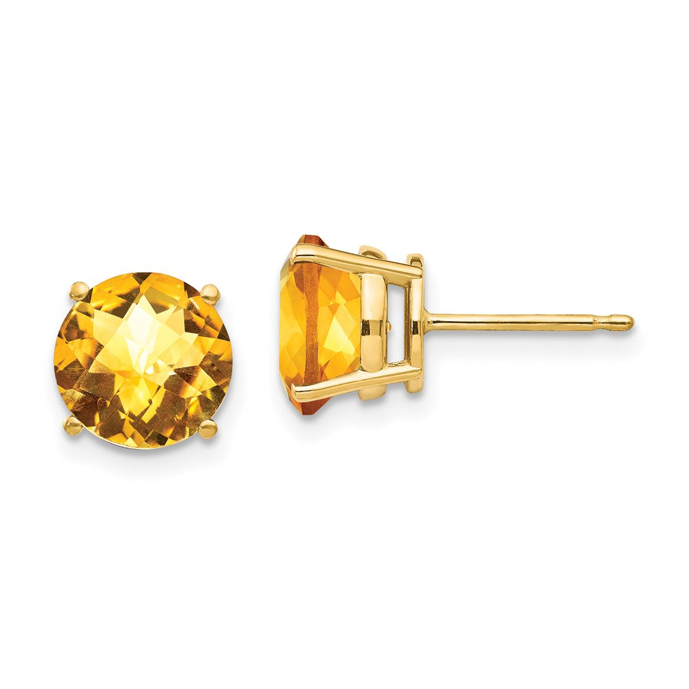 14k Citrine Checker Post Earrings