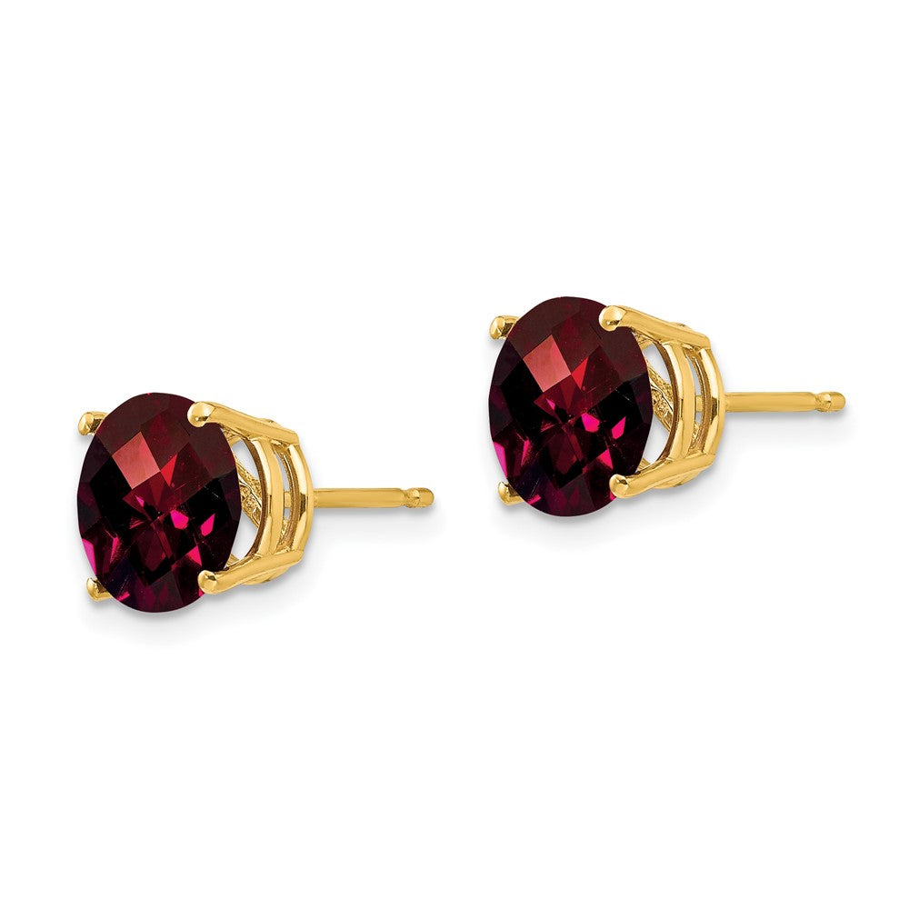 14k Garnet Checker Post Earrings