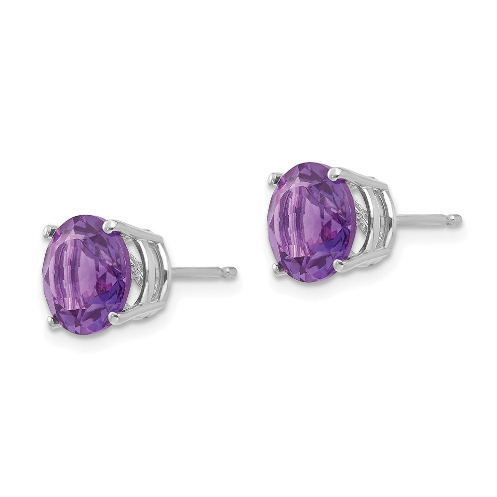 14k White Gold Round Amethyst Post Earrings