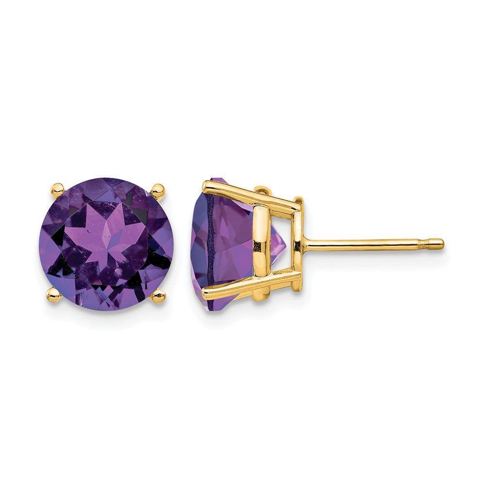 14k Round Amethyst Post Earrings