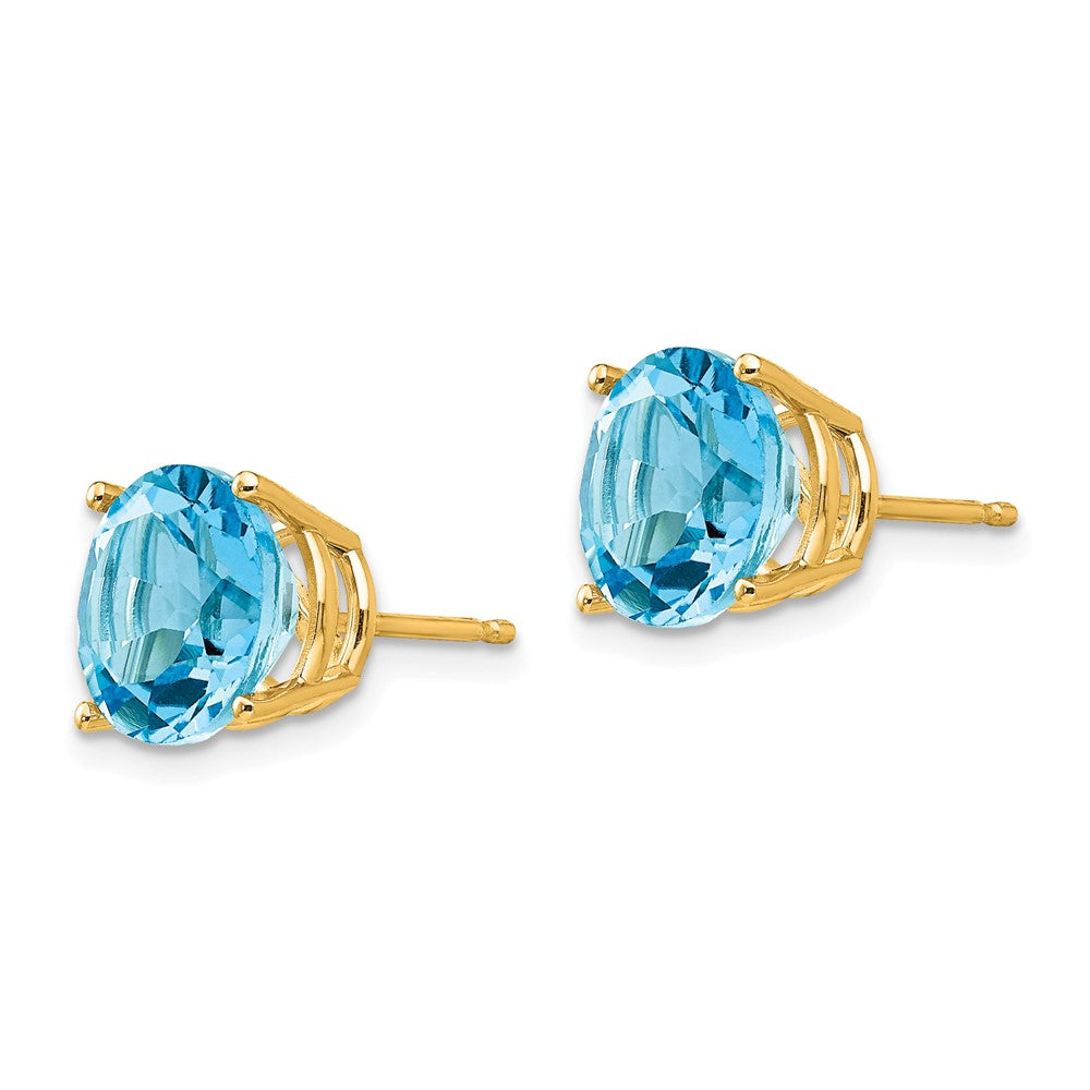 14k Round Blue Topaz Post Earrings