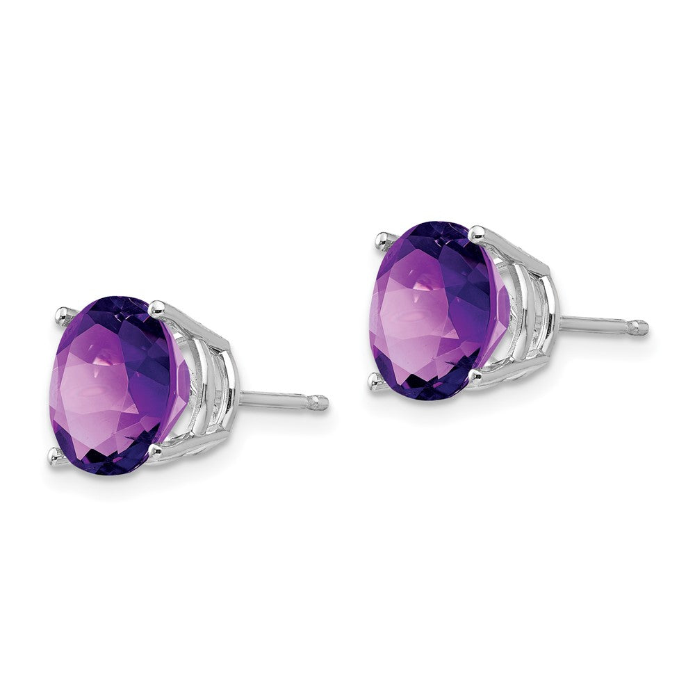 14k White Gold Round Amethyst Stud Earrings
