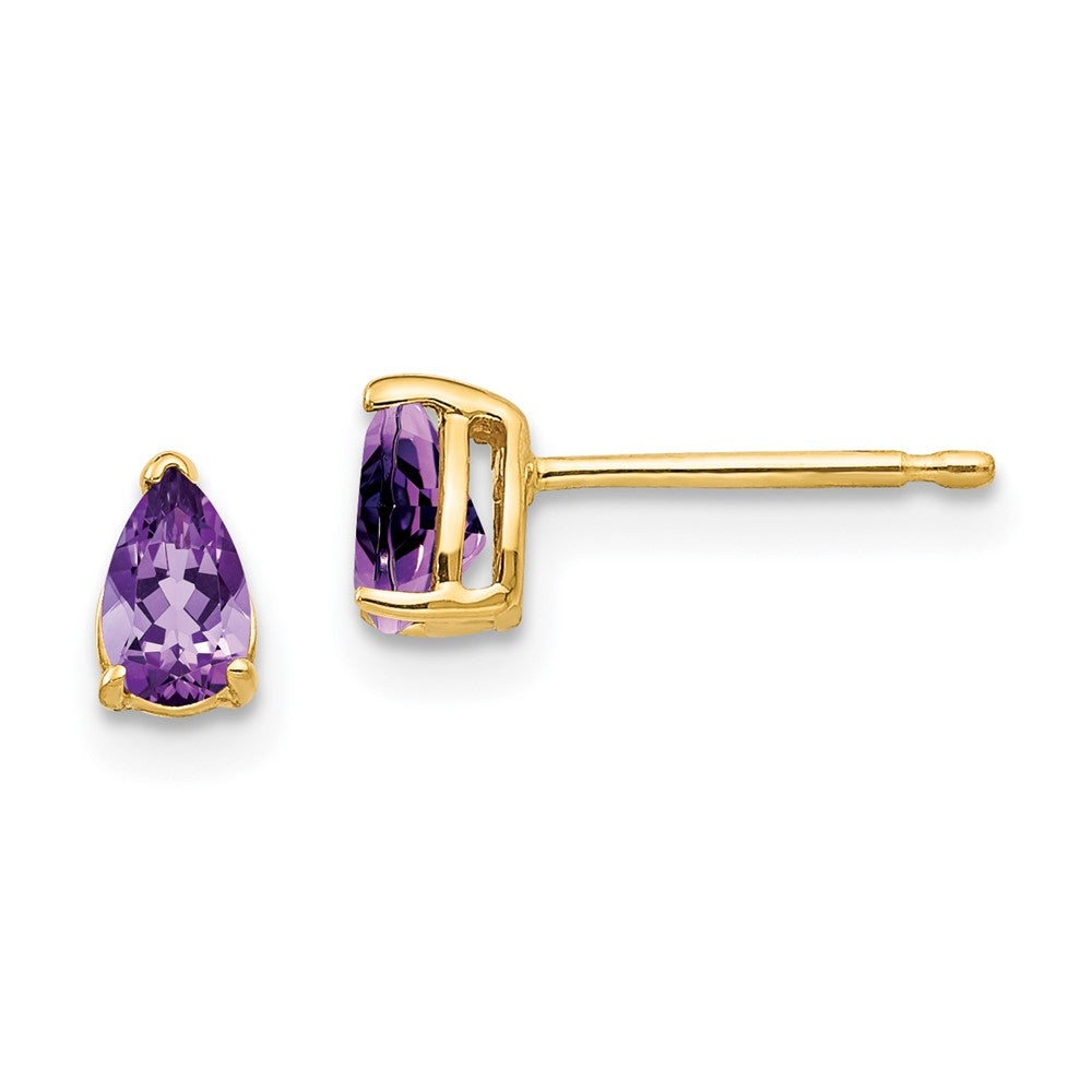 14k 5x Pear Amethyst Earrings