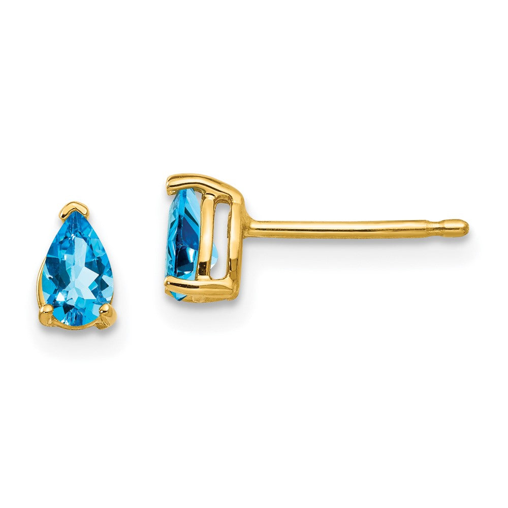 14k 5x Pear Blue Topaz Earrings