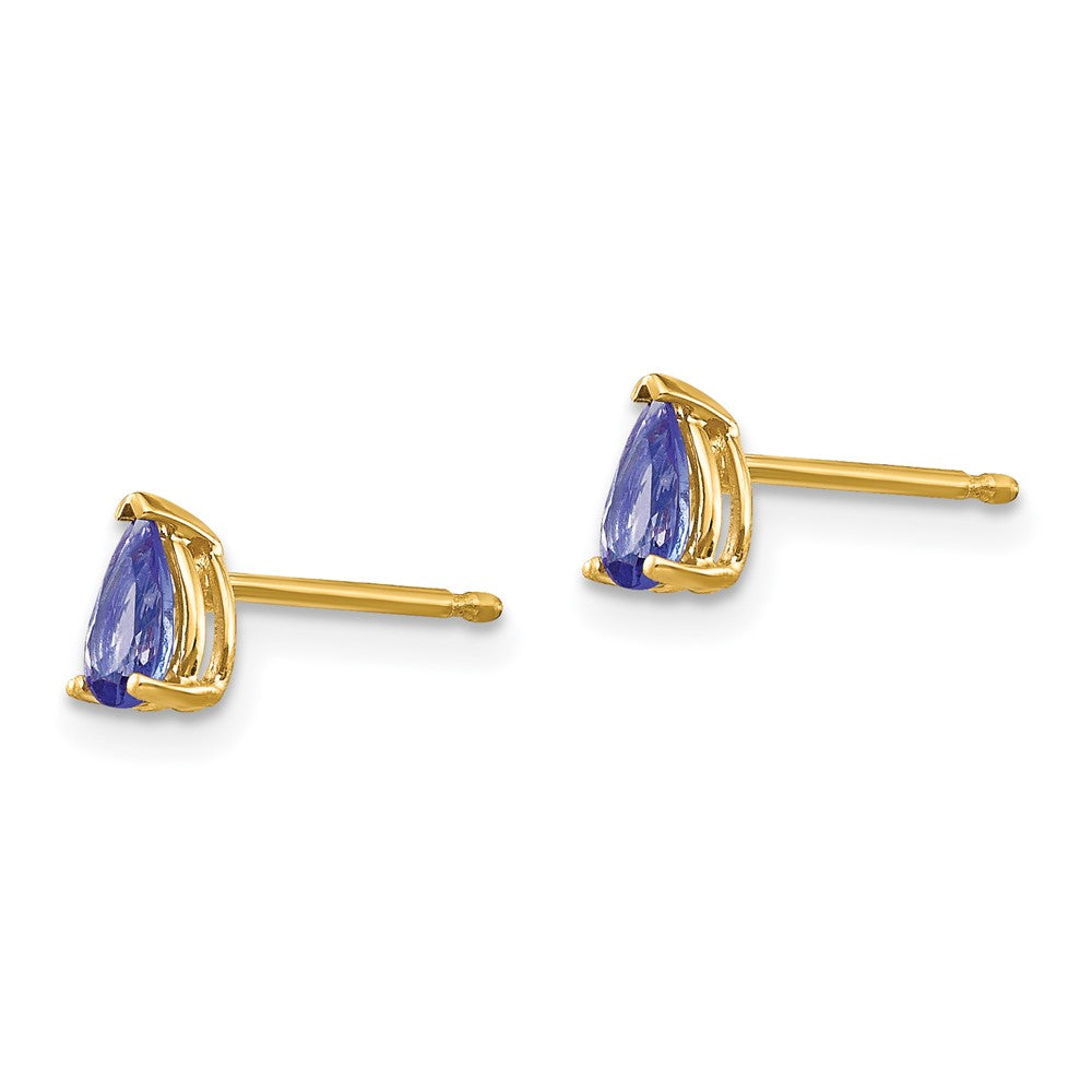 14k 5x Pear Tanzanite Post Earrings