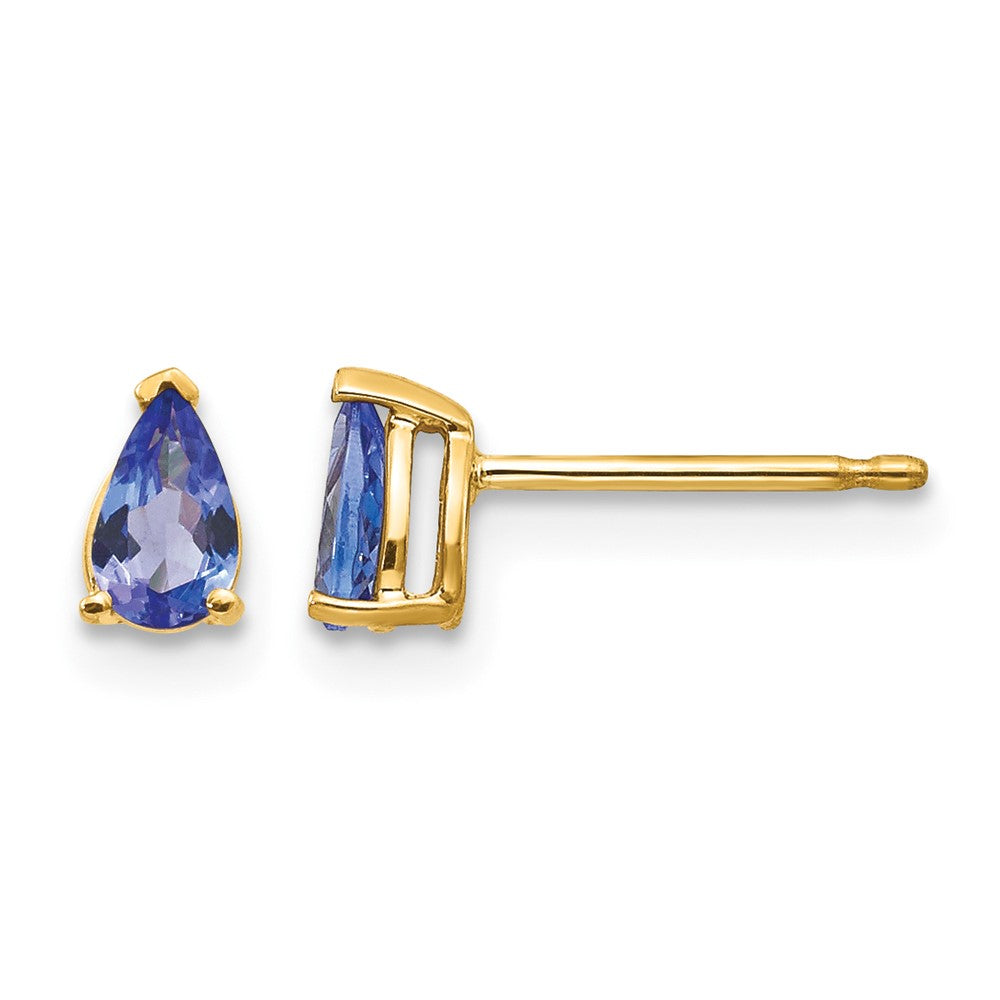14k 5x Pear Tanzanite Post Earrings