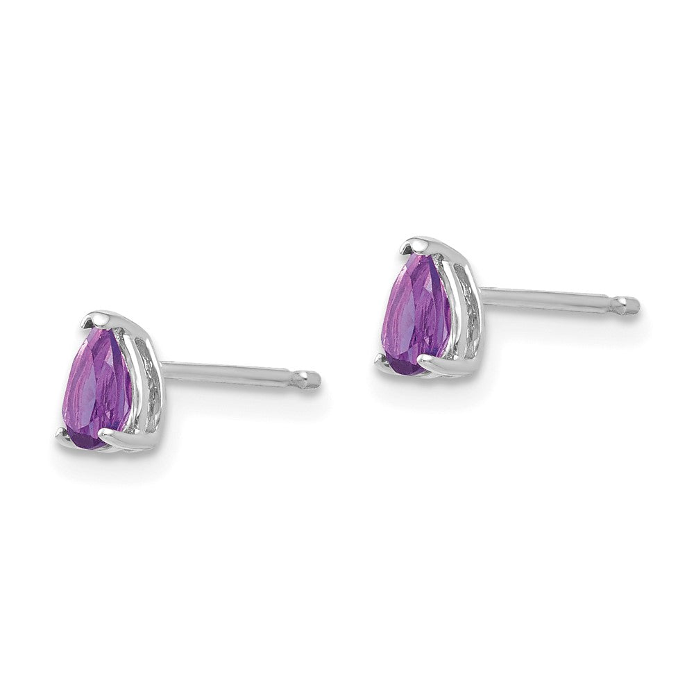 14k White Gold 5x Pear Amethyst Earrings