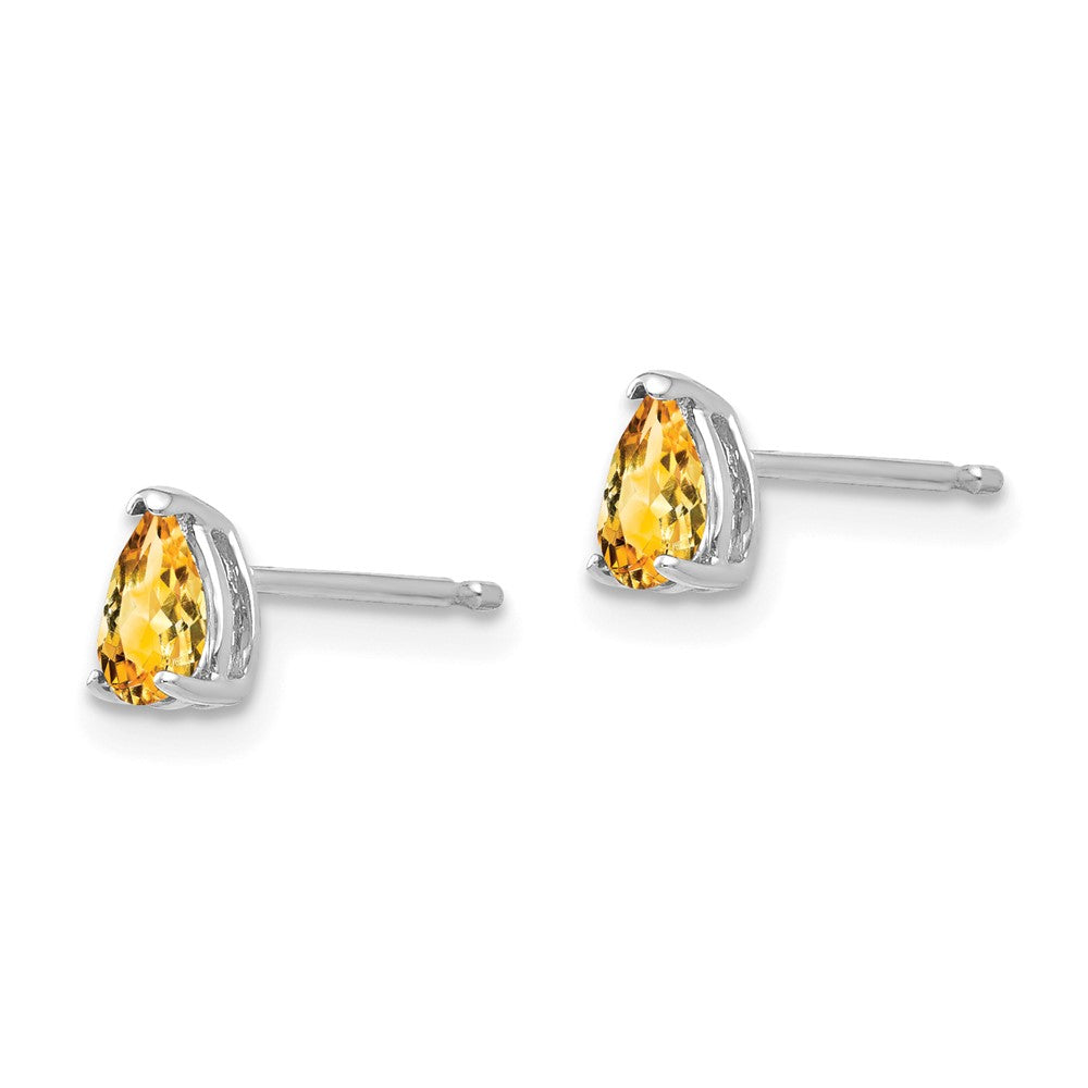 14k White Gold 5x Pear Citrine Stud Earrings