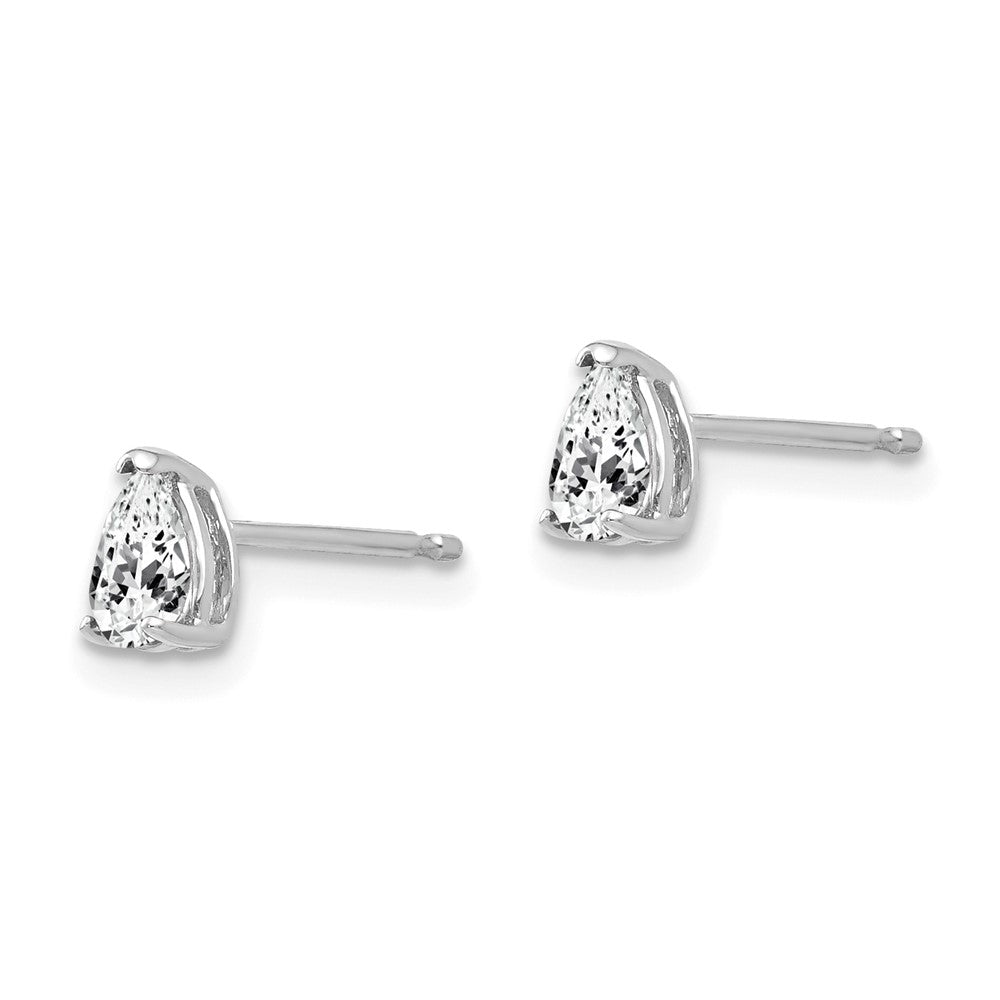 14k White Gold 5x Pear Cubic Zirconia Stud Earrings