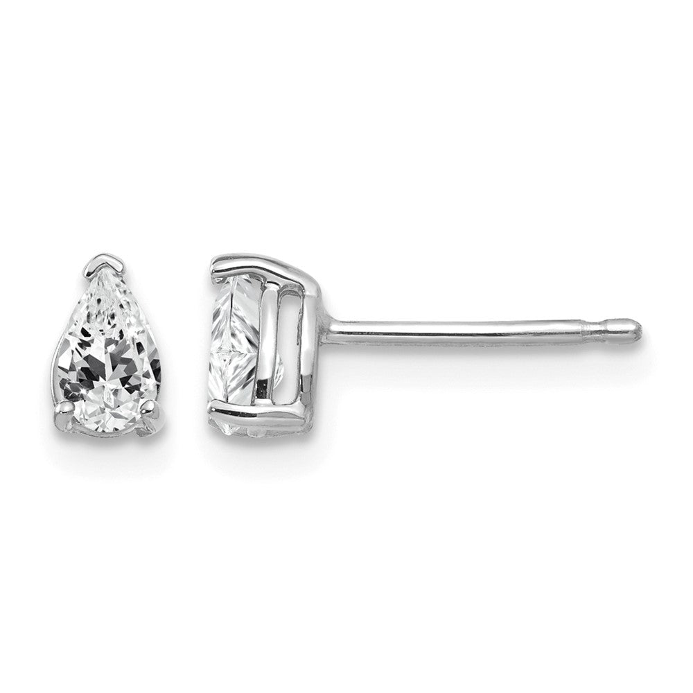 14k White Gold 5x Pear Cubic Zirconia Stud Earrings