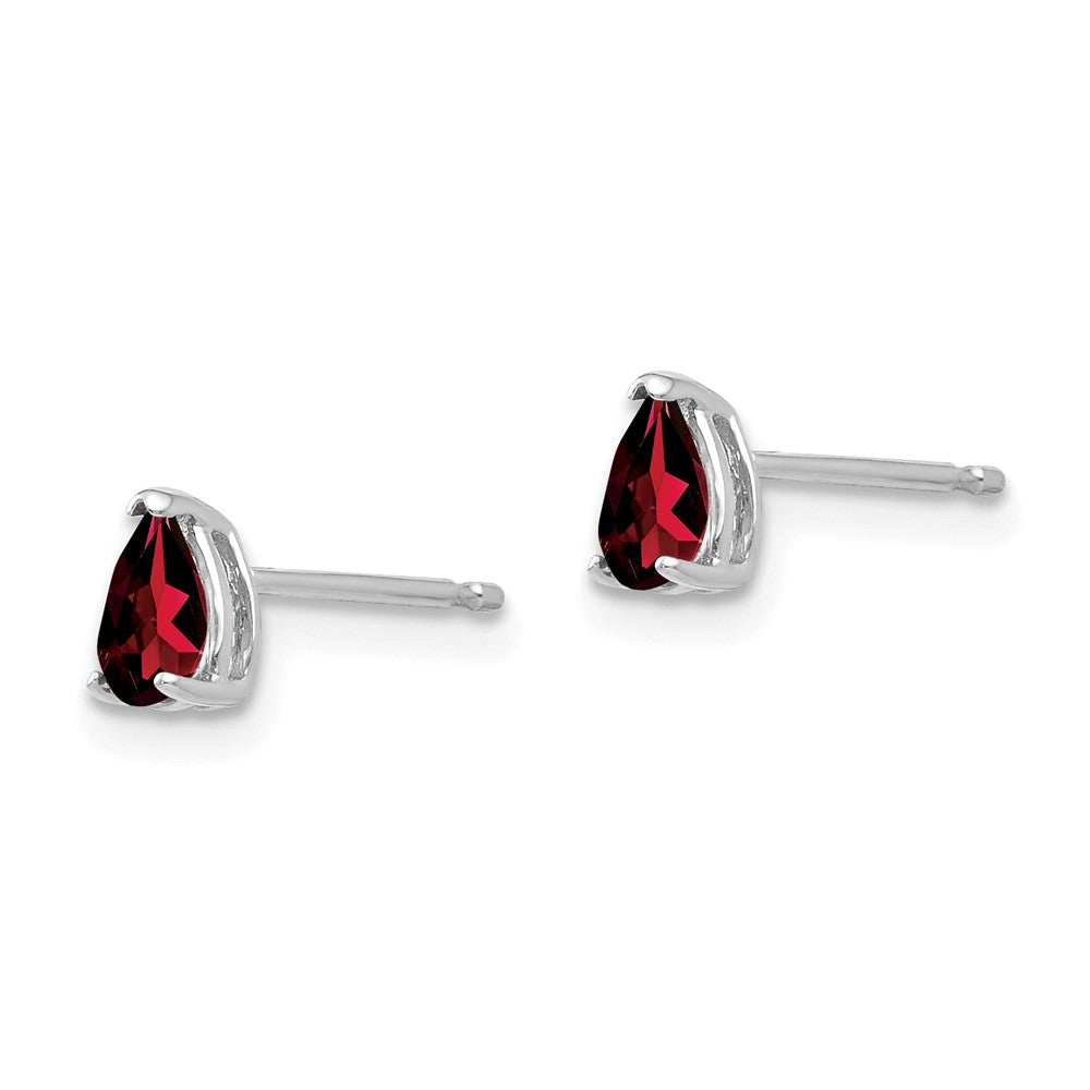 14k White Gold 5x Pear Garnet Earrings