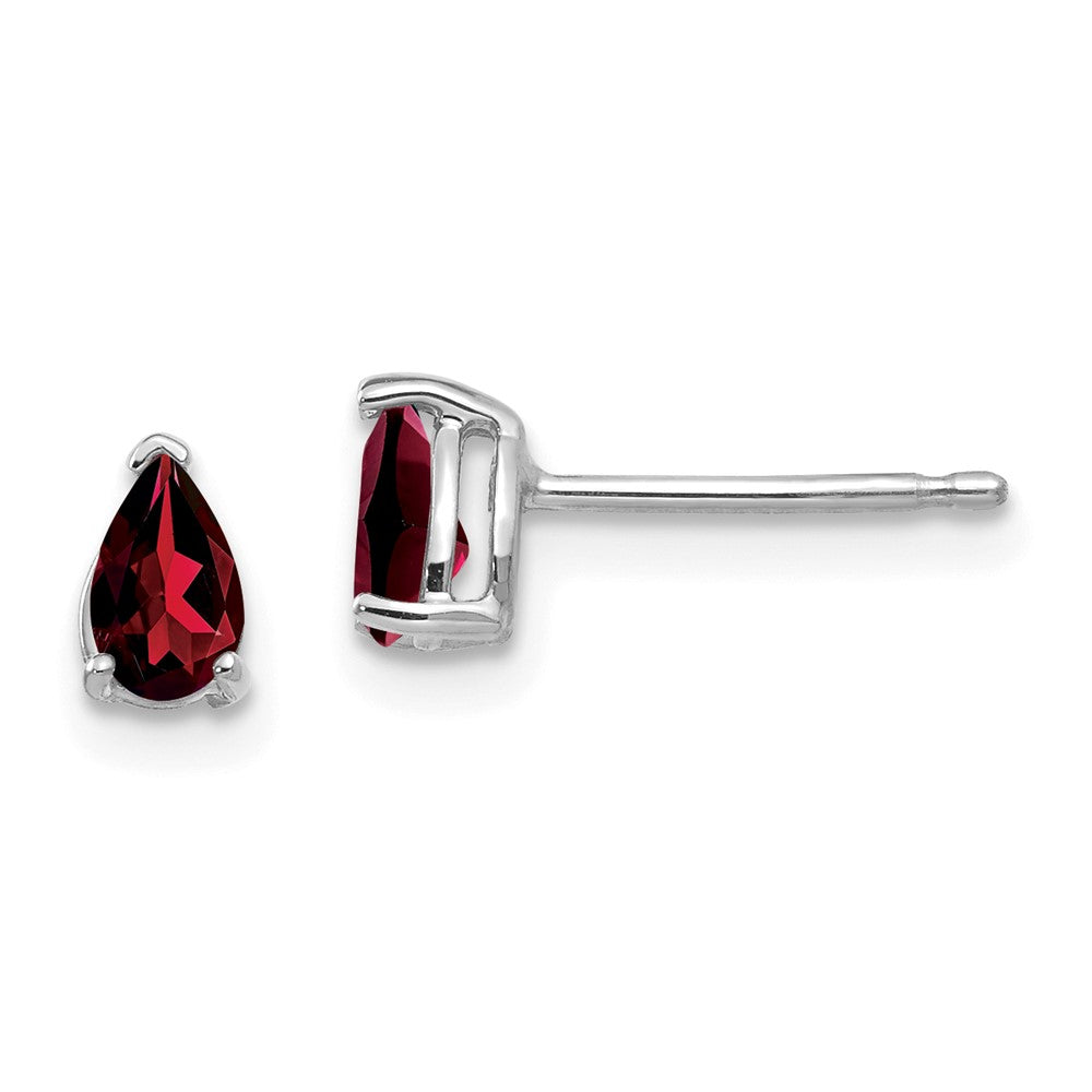 14k White Gold 5x Pear Garnet Earrings