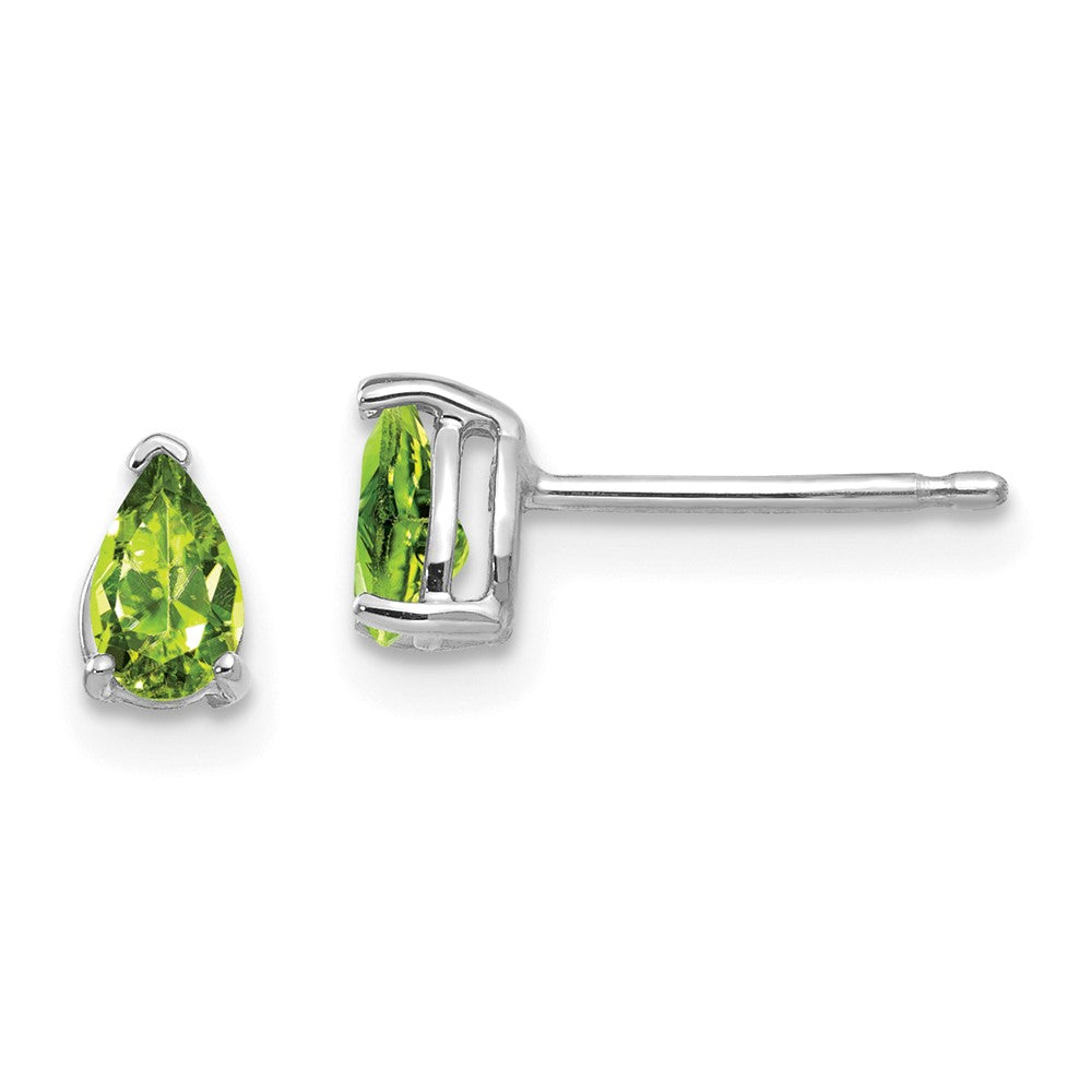 14k White Gold 5x Pear Peridot Earrings