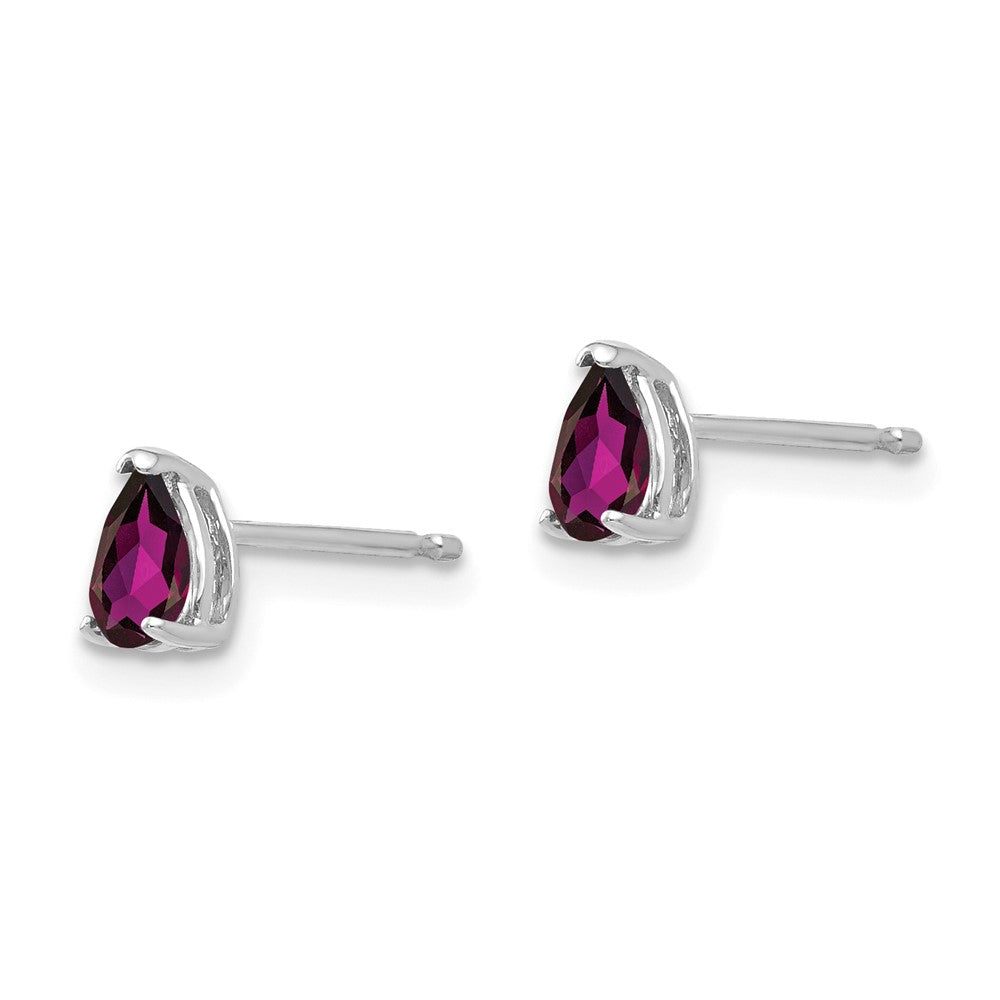 14k White Gold 5x Pear Rhodolite Garnet Stud Earrings