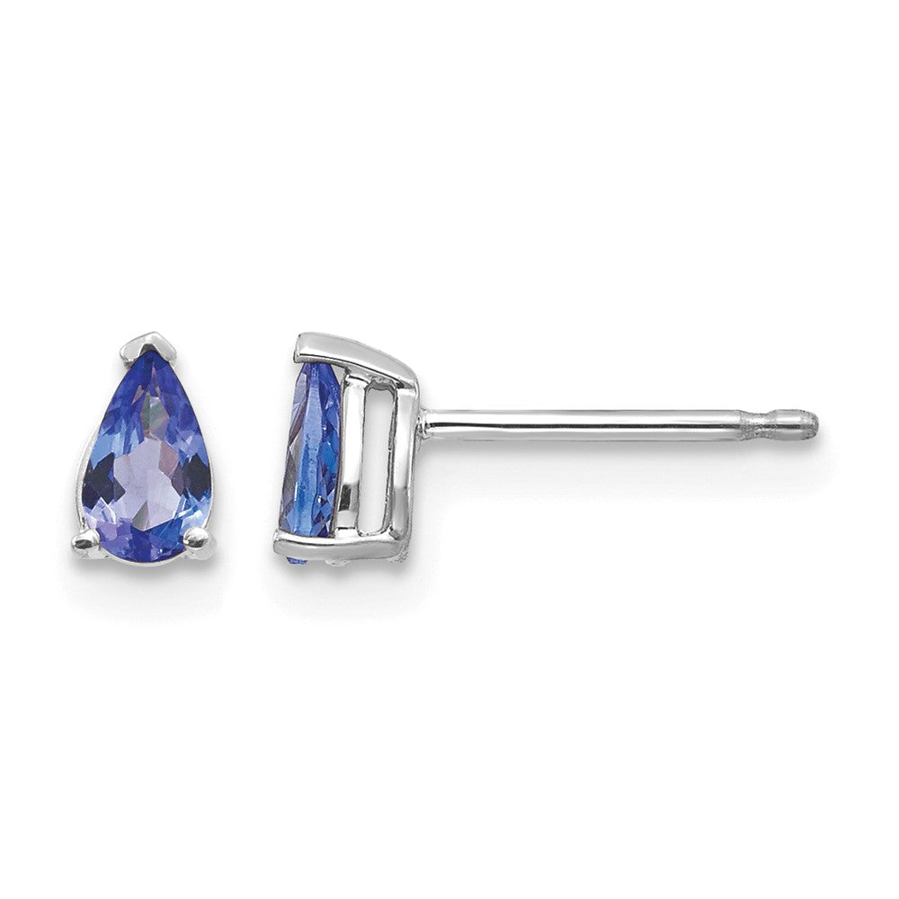 14k White Gold 5x Pear Tanzanite Post Earrings